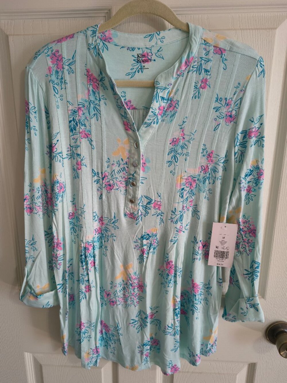 Kim  Rogers Henley Floral Top